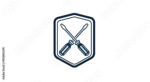 Crossed Screwdrivers Emblem Icon Illustration.
