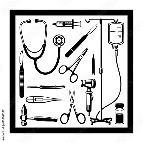 Medical Diagnostic and Surgical Instruments Illustration