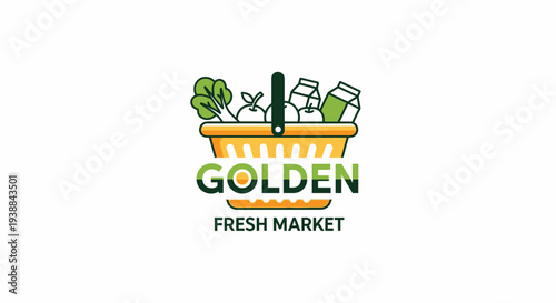 Golden Fresh Market Logo Design Illustration.