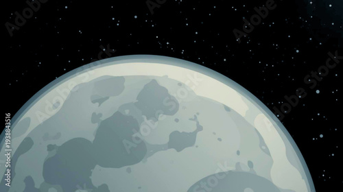 Distant view of a planet with visible landmasses and atmosphere in outer space illustration