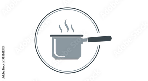 Grey Saucepan with Steam Rising from Lid.