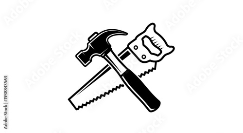 Hammer and Saw Illustration Tools.