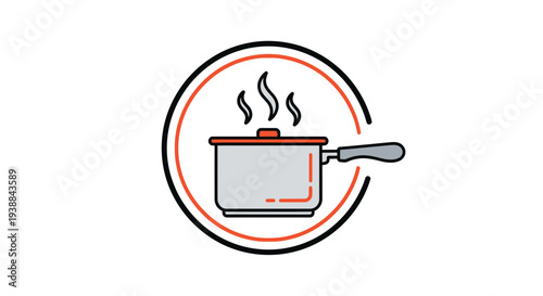 Illustration of a saucepan with steam.