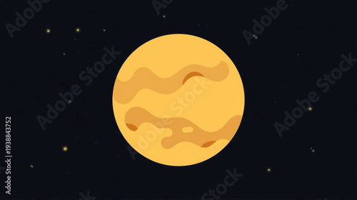 A close-up view of a stylized planet with wavy patterns in a starry outer space environment