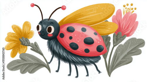 ladybug on white background