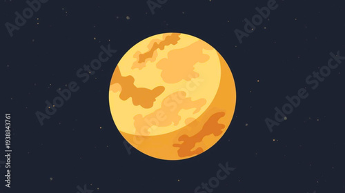 Illustration of a planet viewed from space with a dark blue environment and stars