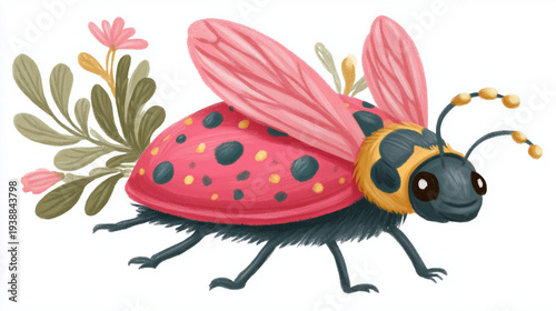 ladybug on white background