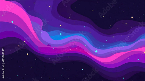 Vibrant abstract wave design flowing across a starry night sky, Desain tanpa judul (37).svg illustration