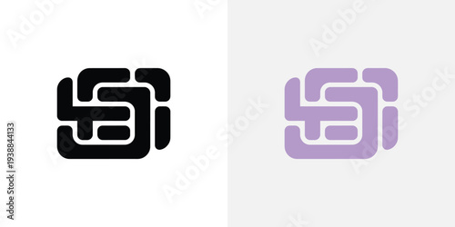 Black and purple geometric on white background abstract