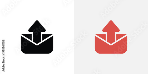 Black and red of envelopes with arrows pointing up