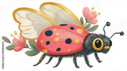 ladybug on white background
