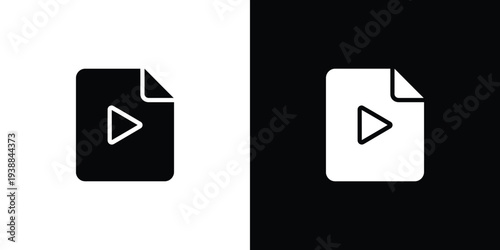 Black and white file with play buttons symbol