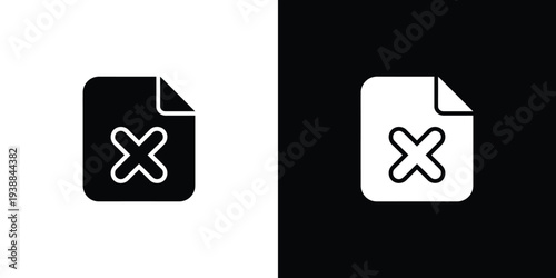 Black and white file with x marks file x marks document symbols