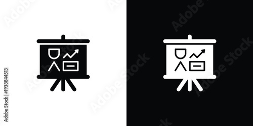 Black and white presentation board on split background