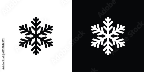 Black and white snowflakes on split color background 1