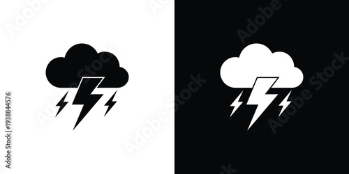 Black and white storm cloud lightning on split background