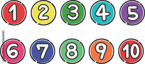 カラフルな数字アイコン　ベクター