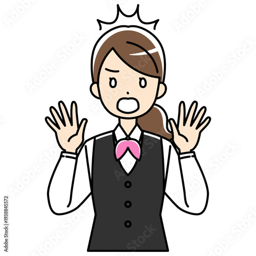 びっくり仰天、驚く制服の若い女性のイラスト