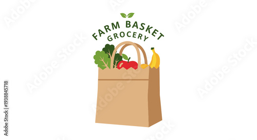 Brown Paper Grocery Bag with Produce.