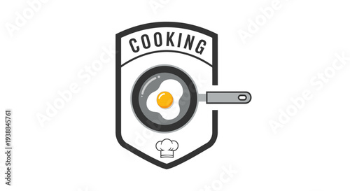 Cooking Logo with Frying Pan and Egg.