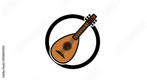 Illustration of a Lute Musical Instrument.