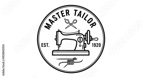 Master Tailor Logo with Sewing Machine.