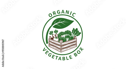 Organic Vegetable Box Logo Design Element.