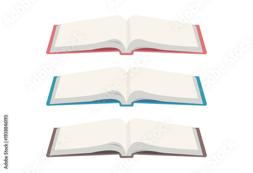 3色のページの開かれた本