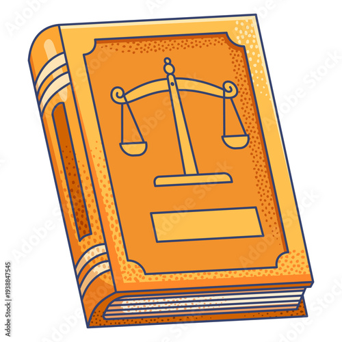 Law Book with Justice Scales Cover Cartoon Vector Clipart
