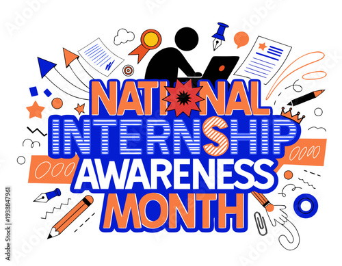 Professional Internship and Student Career Vector Illustration, Awareness Month Design