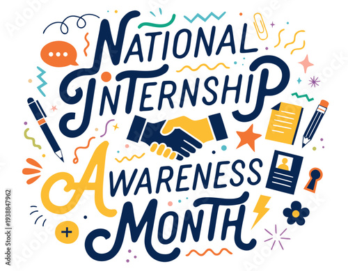 Internship Awareness and Career Development Vector, National Internship Month Illustration