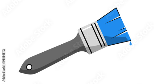 Blue Paintbrush with Grey Handle.