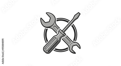 Crossed Wrenches Tool Illustration Design.