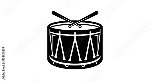 Simple Black and White Drum Illustration.
