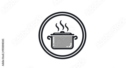 Simple Line Drawing of Cooking Pot.