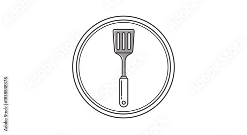 Simple Line Drawing of Spatula in Plate.