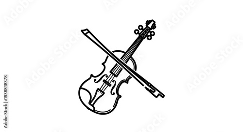 Violin and Bow Illustration Simple Design.