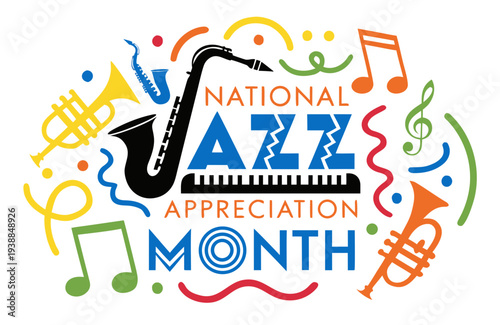 Jazz Music Celebration Vector, National Jazz Appreciation Month Illustration
