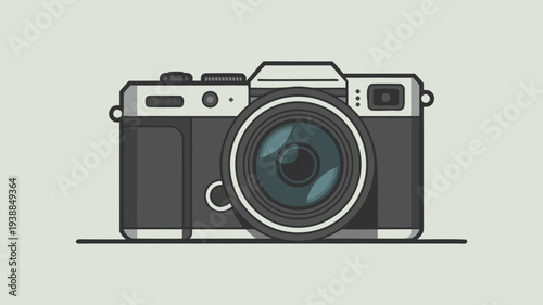 Professional mirrorless digital camera illustration for photography equipment and creative media concepts