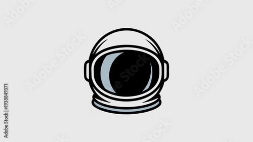 Minimalist astronaut helmet vector icon illustration isolated on a neutral gray background