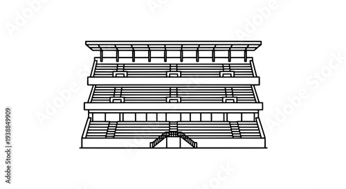 Multi-Tiered Stadium Spectator Stand Line Art Icon