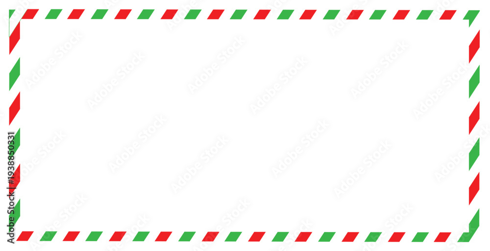 Fototapeta premium Red and Green Striped Holiday Border Frame Illustration Isolated