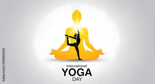 International yoga day awareness poster with a person in meditation
