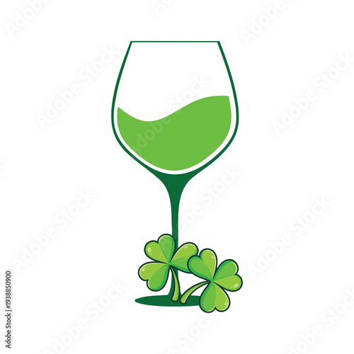 St patrick's day wine glass icon vector illustration.