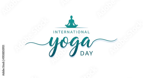 International yoga day logo with teal and green color scheme