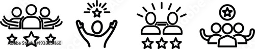 Four star rating icons with people and awards