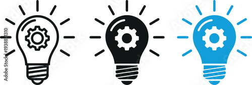 Light bulb ideas turning on innovative solutions