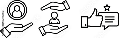 Icons representing user recommendation and approval