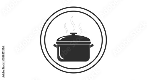 Black and White Pot Icon Illustration.
