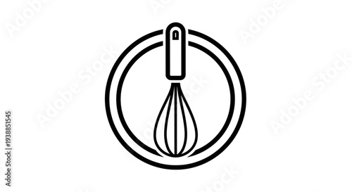 Black and white whisk icon illustration.